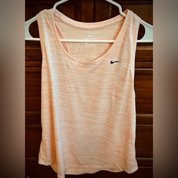 Nike Tops - EUC Nike Women's Light Peach and White Dri-FIT Racerback Tank Top, Size Medium